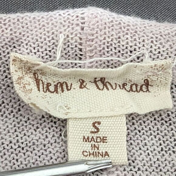 Hem & Thread Pink Thin Long Sleeve Knit Sweater Size Small E - Picture 5 of 7